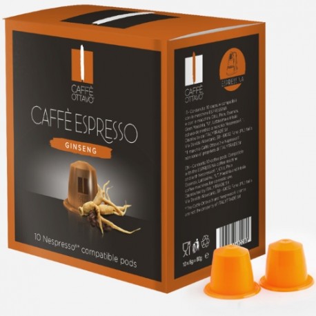 2 tazzine omaggio + 100 capsule Ginseng Coffee Deca Nespresso