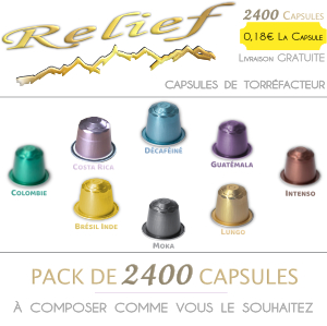 Pack Relief 1200 capsules compatibles Nespresso ® à 0.19 € la capsule